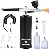 Airbrush Kit with Compressor, Auto Handheld Airbrush Gun with 0.3mm Tip, Rechargeable, Portable Air Brushes for Painting, Tattoo, Nail Art, Model Coloring, Makeup, Cake