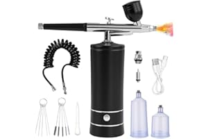 YKALL Airbrush Kit with Compressor, Auto Handheld Airbrush Gun with 0.3mm Tip, Rechargeable, Portable Air Brushes for Painting, Tattoo, Nail Art, Model Coloring, Makeup, Cake