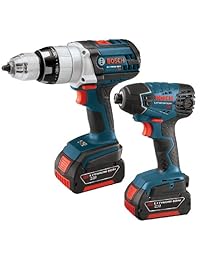 Bosch clpk221 181 18-volt 2-tool Combo Kit de litio ion con 1 2-inch Brute rígida Drill Driver, Atornillador de impacto, 2 pilas, cargador y Caso