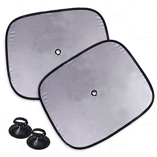 Zone Tech Foldable Side Window Sun Shades - 2-Piece Premium Quality Car Side Window Sunshade
