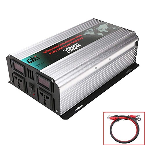Tellunow 2000W Peak 4000W Power Inverter 12V DC to 110V 120V 60Hz AC Converter Pure Sine Wave Solar Power Inverter USB Port for For Home, Car, Outdoor (2000W)
