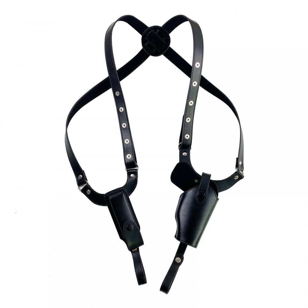 Shoulder Holster, PU Leather Concealed Pistol Holster Adjustable Anti-Theft Vertical Horizontal with Magazine for G43,92 1911