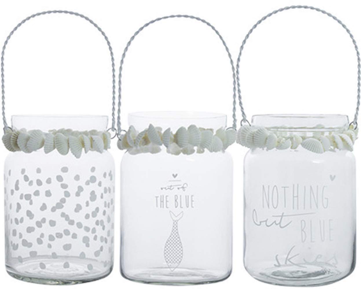 Bastion Collections Tealight Assorted with Shells,Size-10 x 15 cm, Multi-Color, One