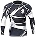 Hayabusa Metaru 47 Silver Rashguard Long Sleeve Shirt, Small, Black/White