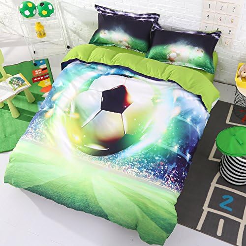 Beddinginn 3d Flash Football Duvet Covers Set Soccer Bedding Sets 1 Duvet Cover+2 Pillowcase+1 Flat Sheet (Twin Size 60"X80")