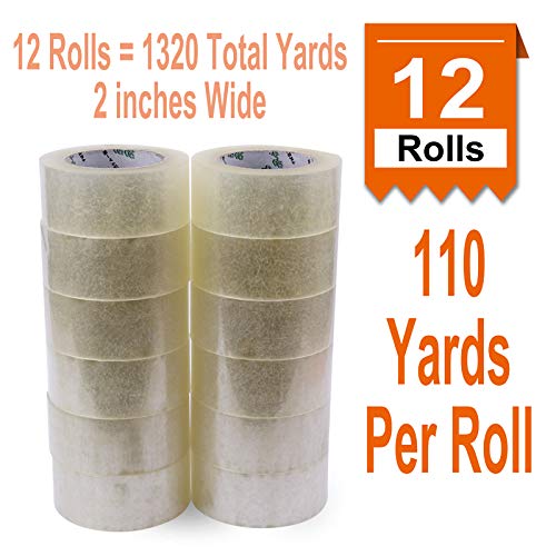[ 12 Rolls 110 Yards Per Roll 2 inches Wide ] Heavy Duty Packaging Tape, Clear Packing Tape Designed for Shipping, Moving Boxes, Commercial Grade 2.7mil Thickness, 12 Rolls = 1320 Total Yards (12) - Thumbnail 7