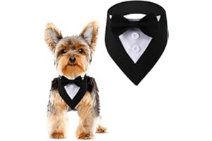 DOGTACT Dog Tuxedo, Formal Dog Wedding Bandana Adjustable Pet Collar with Bow, Small, Medium and Large Dog Wedding Clothing, Birthday Gifts for Dogs