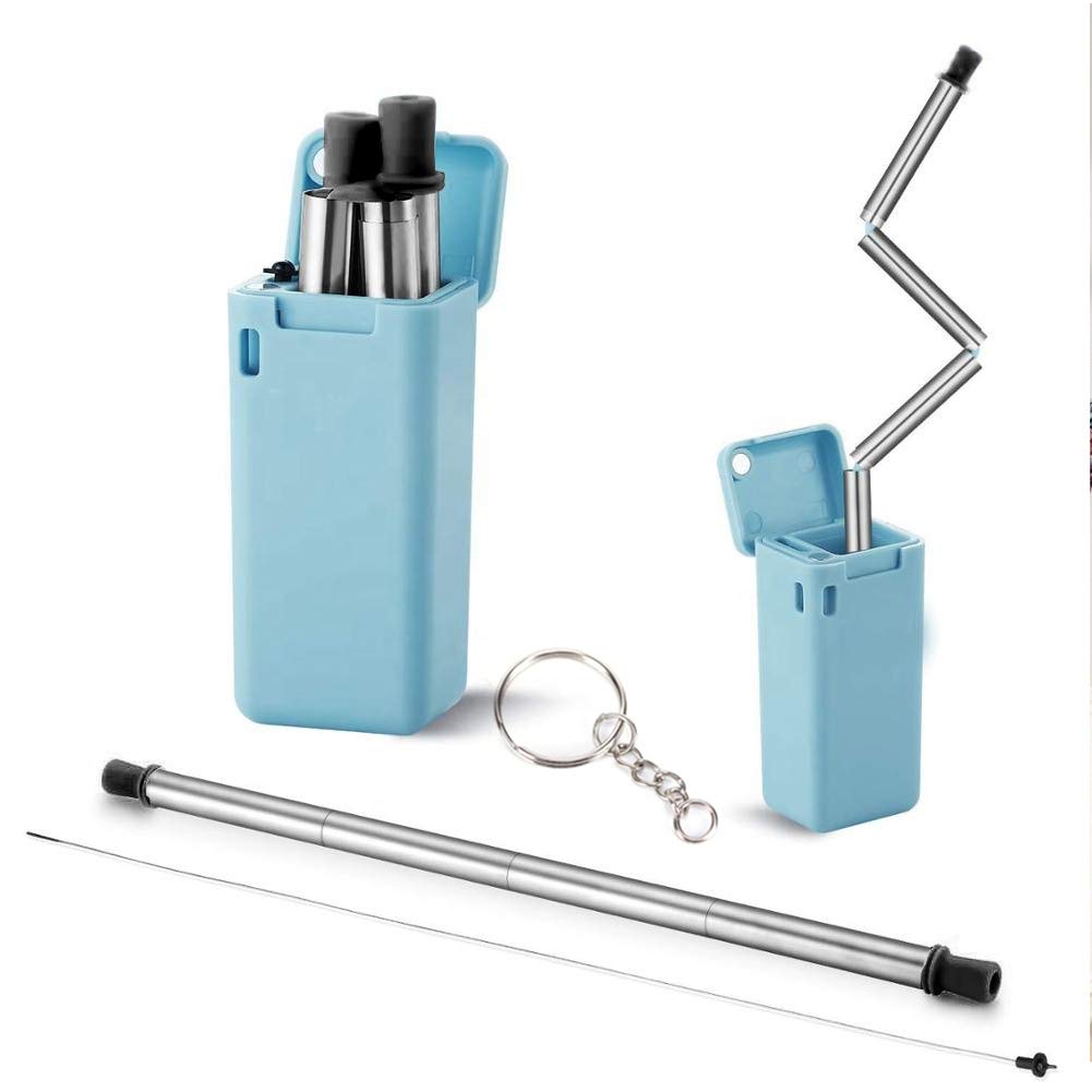 Black Funmazit Stainless Steel Telescopic Folding Straw Portable