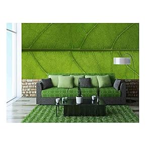 Green Leaf Background - Removable Wall Mural | Self-Adhesive Large Wallpaper - 66x96 inches