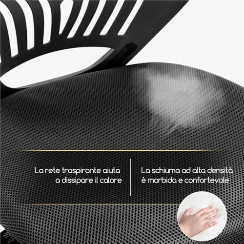 Sedia Ufficio Scrivania Senza Braccioli Altezza Regolabile Nera