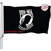 Pow Mia Flag Double Sided 2x3 Outdoor- Heavy Duty Polyester You are Not Forgotten Prisoner of War Mia pow Flags Banner with 2 Brass Grommets,4 Rows Stitched