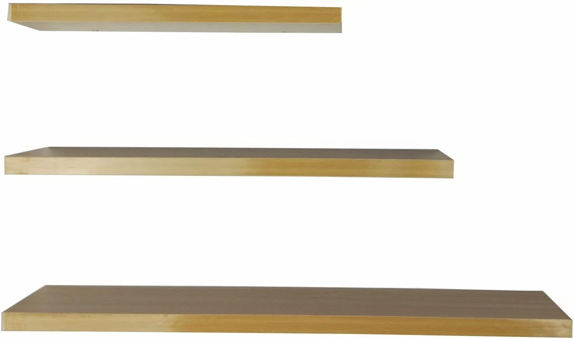 Floating Shelves Wall Rack Storage Shelves Home Decoration Set of 3 Wood Shelf Board For Picture Frames Collectibles No Punching Holes Burlywood