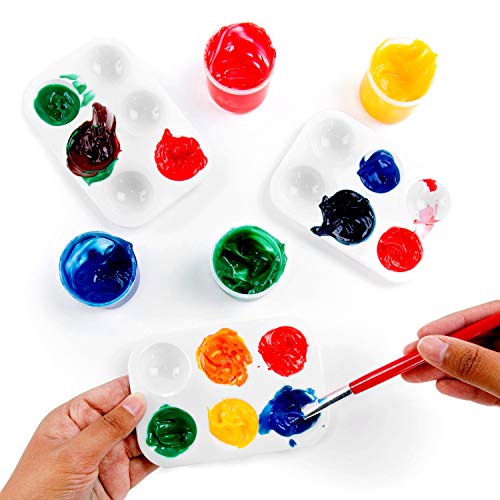 12 Pack Artist Paint Palettes 6 Color Slot Trays for Watercolor, Acrylic, Oil Paints 5" x 3.5"