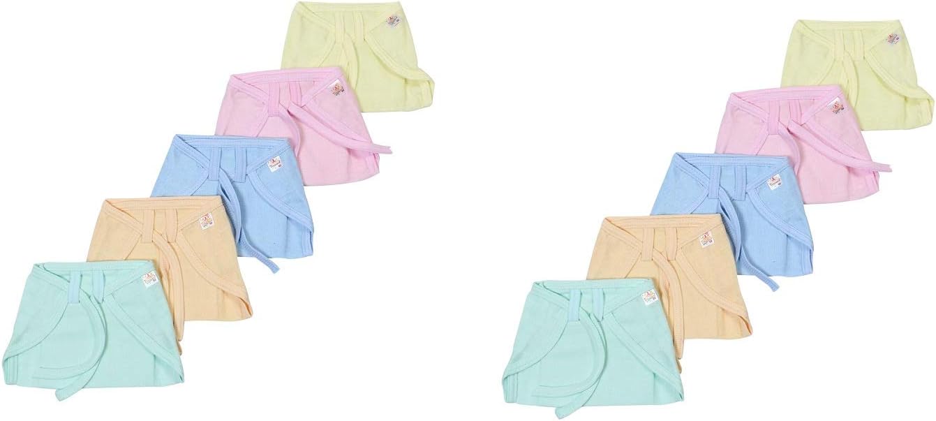 VeeEn Baby Hosiery Cotton Cloth Tying Knotted Nappies Indian Style Langot Washable Reusable Pack of 10