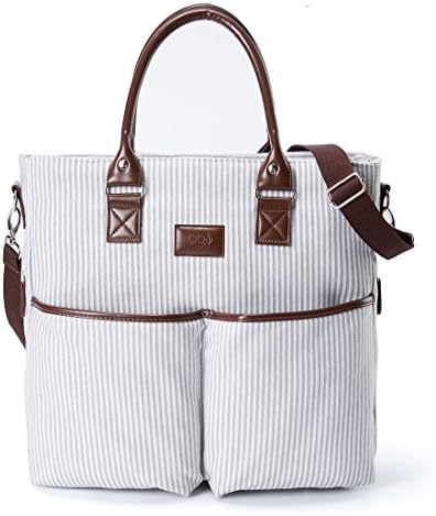 Crossbody Canvas Diaper Bag - Stroller - Matching Changing Pad - Unisex (Grey)