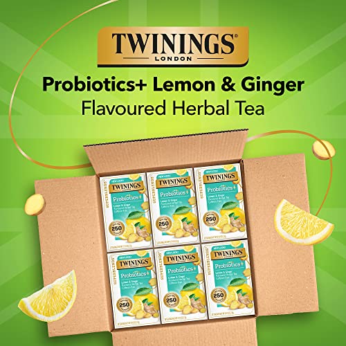Twinings Superblends Probiotics+ Lemon & Ginger Flavoured Herbal Tea With Turmeric, Caffeine