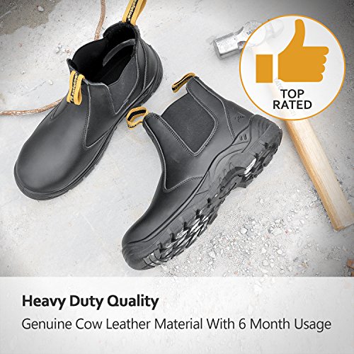 SAFETOE Women Work Boots Steel Toe Shoes- M8025 Black Men Wide Fit Leather Waterproof Slip Resistant Safety Shoes - Thumbnail 3