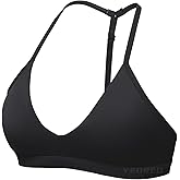 YEOREO Sports Bras for Women Strappy Padded Halter Ericie Open Back Light Impact Deep V Neck Yoga Workout Gym Tops