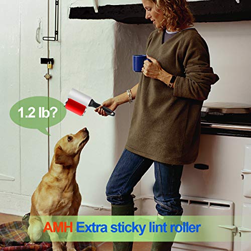 Lint Rollers Pet Hair Remover - Extra Sticky Lint Remover Roller for Pet Hair Clothes Furniture Car Seat Pack of 6 (Total 384 Sheets) by AMH - Thumbnail 2