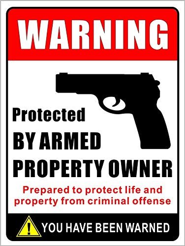 Amazon Com Rockmount Electronics Outdoor Indoor Large Size 12 X 9 Protected By Armed Property Owner Home Business Window Door Gun Handgun Warning Signs Alert Vinyl Label Sticker Decal Back Self