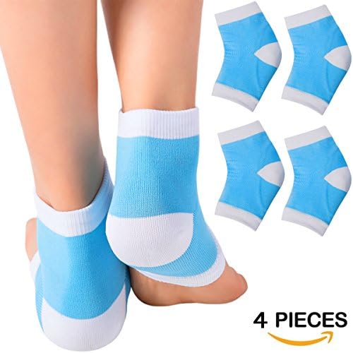 Moisturizing Cracked Heel Socks Gel Heel Sleeves - Treat Dry Heels Fast Pain Relief from Cracking Feet with these Gel Heel Protector Pads for Women and Men by EHOLIFE(blue)