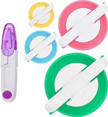 Pom-pom Maker, 4 Different Sizes Pompom Maker Fluff Ball Weaver Needle Craft DIY Wool Knitting Craft Knitting Wool Tool Kit with Thread Cutter Scissors