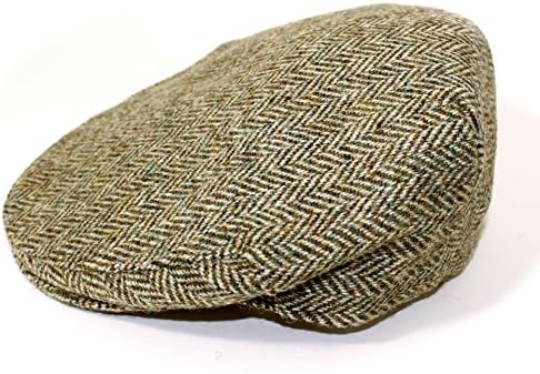Stanbury Authentic Harris Tweed Traditional Teflon Coated Brown Herringbone Wool Flat Cap