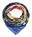 Large Square Satin Silk Like Lightweight Scarfs Hair Sleeping Wraps for Women Yellow Blue Abstract Pattern