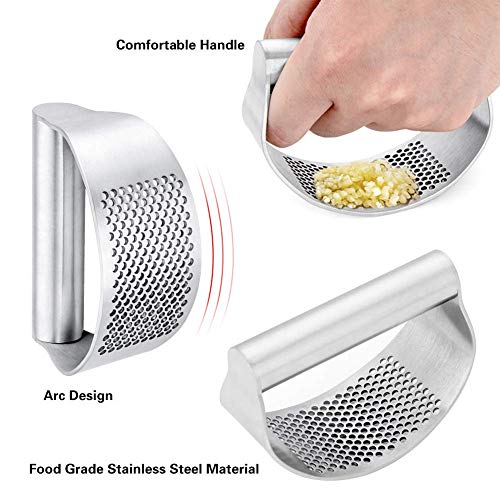 Garlic Press Rocker,Stainless Steel Garlic Presses Crusher Mincer with