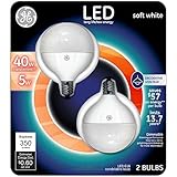 GE LED 40W Equivalent Soft White G16 Globe White Candelabra Base Dimmable LED Light Bulb