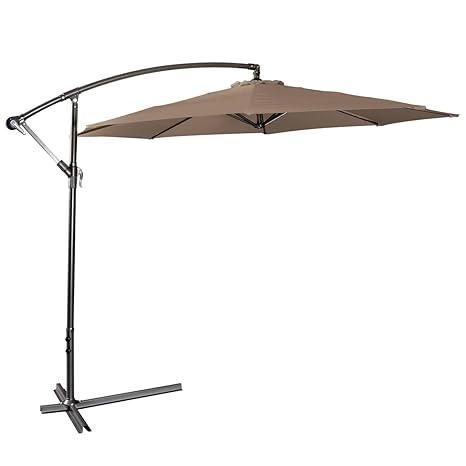 COSTWAY Ampelschirm Sonnenschirm Gartenschirm Kurbelschirm Strandschirm Marktschirm Handkurbel 3M (Braun)