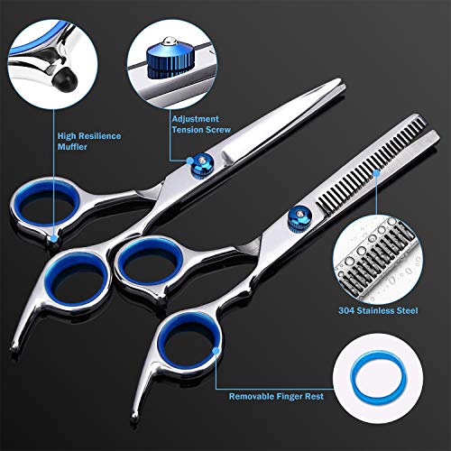 Bivan 11pcs Hair Cutting Scissors Kits, Professional Hairdressing Scissors and Hairdresser Thinning Scissors Upgraded Barber Salon Home Shear Haircut Scissor Kit for Kids, Women and Men
