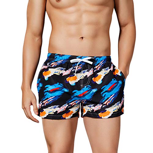 Simayixx Summer Shorts Men Mens Quick Dry Printed Short Swim Trunks Swimwear Bathing Suits Cargo Short-Reg and Big Sizes Blue