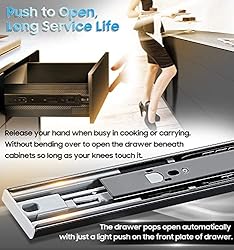 YENUO Push to Open Drawer Slides Full Extension