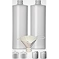 Earth's Essentials 2 Pack Refillable 16 Ounce Plastic Squeeze Bottles With BOTH Press Disc Caps And Flip Up Spout Caps-Natura