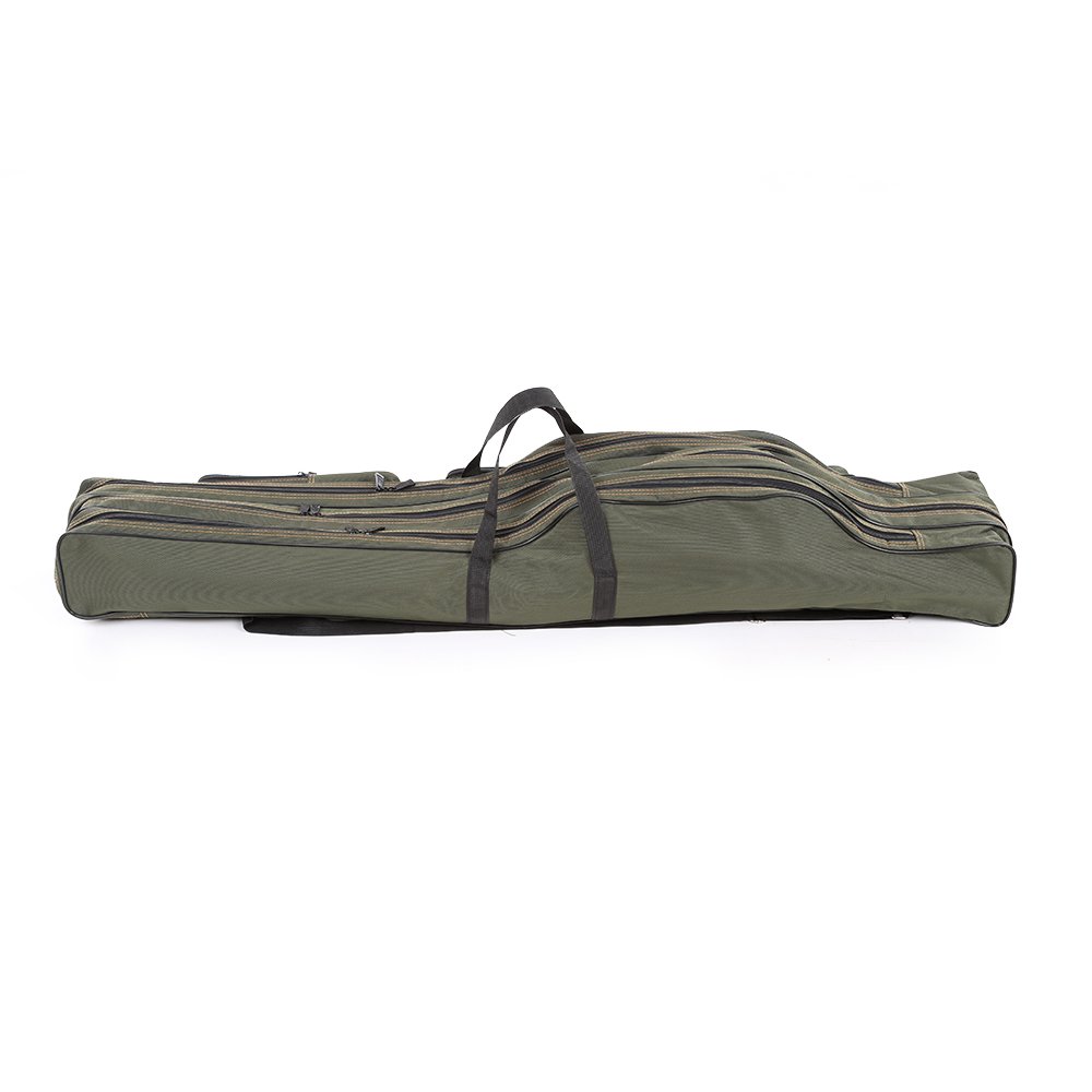 Lixada Portable Folding Fishing Rod Carrier Canvas Fishing Pole Tools Storage Bag Case Fishing Gear Tackle(3 Layer-130CM)