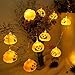 Mibor Halloween String Pumpkin Lights,13ft 10LEDs 3D Jack O-Lantern Pumpkin Lights Battery Operated Outdoor Halloween Lights(Warm White)