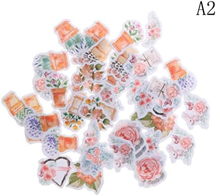 Wetrys 45 Pcs/Pack Various Special Shaped Stickers Flower Series Decals for Personalize Laptops,Skateboards,Luggage,Cars,Bumpers,Bikes,Bicycles,Books