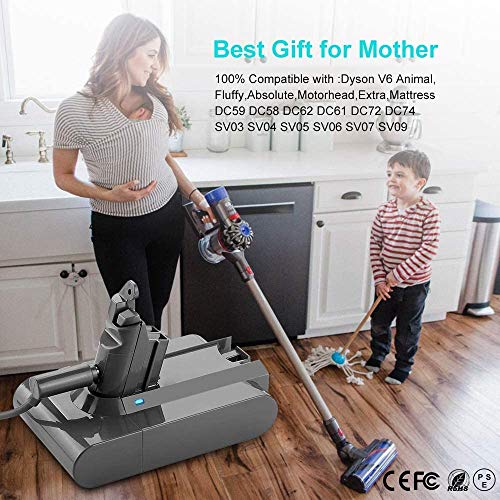 FLYLINKTECH 21.6V 3000mAh V6 Battery Replacement Li-ion Battery for DC59 V6 DC58 DC61 DC62 Animal DC72 DC74 595 650 770 880 Handheld Cordless Vacuum Cleaner with 2 Pack Pre Filter