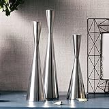 Long Candlesticks holders Tall modern simple Design Metal Candle Holder Candlestick Holder Nordic Living Room Dining Table Creative Retro Decoration Candelabras (S+M+L/SET, Silver)