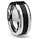10mm Sleek Titanium Wedding Band by Cavalier Jewelers - Comfort Fit Wedding Ring with Polished Finish - Lightweight Band for Men - Black Carbon Fiber Inlay - Perfect Gift Ring [Size 13]