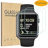 Tourist [3 Pack] Compatible for Apple Watch Tempered Glass Screen Protector 42mm Series 3/2 / 1, 9H Hardness, Anti-Fingerprint, Anti-Bubble Easy Installation [Only Covers The Flat Area (3 Pack)