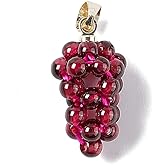 DanLingJewelry 10Pcs 3D Grape Fruits Charms Natural Garnet Grape Healing Charms with Brass Findings for Jewelry Making Necklaces Earrings