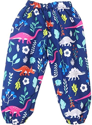 KISBINI Boys' Cartoon Dinosaur Windproof Jacket Raincoat and Rain Pant Set