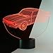 Muscle Car 3D Illusion Birthday Present Beside Table Lamp, Urwise 7 Color Changing Touch Switch Decoration Night Lamp with Acrylic Flat, ABS Base, USB Cable, Car Theme Toy, Amazing Creative Art