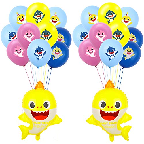 SAKOLLA Shark Balloons Set 24 inch Shark Helium Balloons and 12 inch
