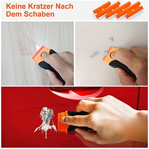 Schaber Ceranfeld, 2 Stücke orangefarben Ceranfeld Kratzer mit 32 Stücke Ersatzklingen für Küche und Glaskeramik