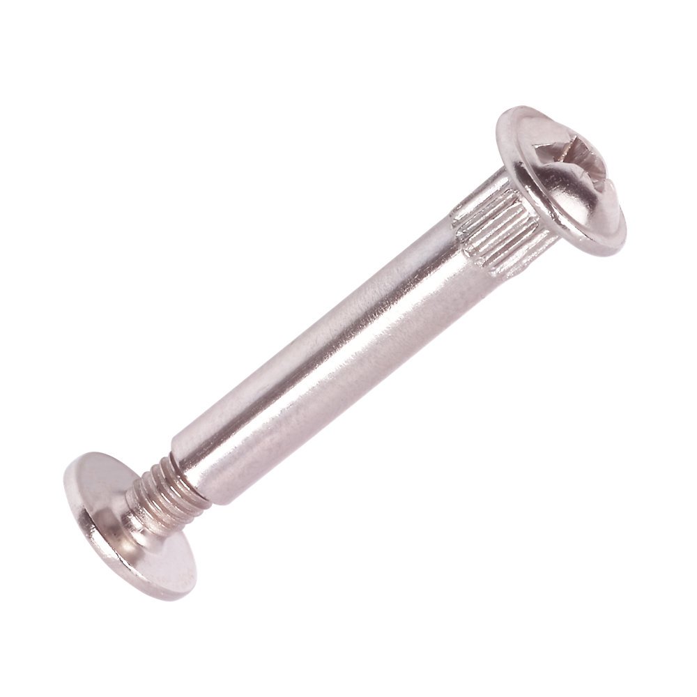 Merriway BH07339 (100 Pcs) Kitchen Cabinet Cupboard Inter Connecting Screws, Nickel Plated M4 x 27 & M4 x 15 - Pack of 100 Pieces