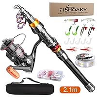 Telescopic Fishing Rod Set,FishOaky Spinning Fishing Gear Organizer Pole Sets with Full Kits Lure Case and Carry Bag  for Saltwater &Freshwater Kids&Adult