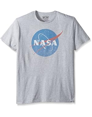 NASA Men's Logo Black Crew Neck Tee Shirt
